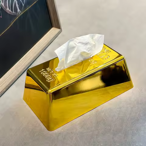Creative Brics Tissue Box Hotel High-End Simulation Gold Bar Paper Box High-End Napkin Paper Box Hom