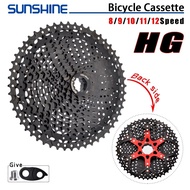 SUNSHINE Black Bicycle Freewheel Mountain Bike Cassette 8/9/10/11/12 Speed SHIMANO HG Structure Specification for SHIMANO/SRAM