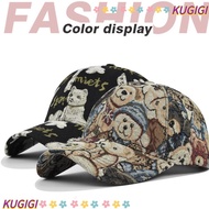 KUGIGI Cute Bear Baseball Cap, Little Bear Print Cotton Unisex-Teens Caps, Bear Print Cartoon Duckbi