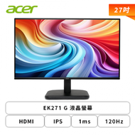 【27型】Acer EK271 G 液晶螢幕 (HDMI/D-Sub/IPS/1ms/120Hz/FreeSync/不閃屏/低藍光/無喇叭/三年保固)