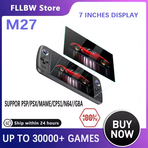 128G M27 7.0 Inch Big Screen Portable Pocket Retro Handheld Video Game Console 1024*600 Display Supp