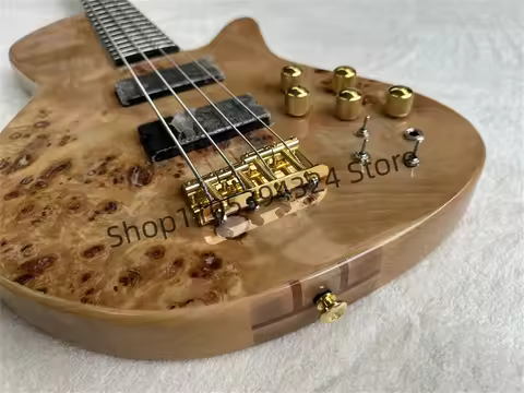 Fora 4 Strings Bass ASH Wood Body Burl Maple Top rosewood Fingerboard Active Battery Gold Tuners
