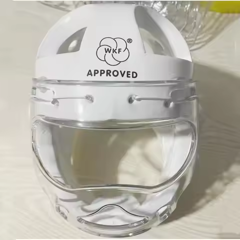 WKF Approved Helmet with Mask Headgear White Black Face Protector Nose Guards Taekwondo Training Com