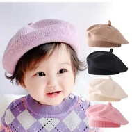 Baby 0-3 months Knitted Baby Beret Hat Korean Style Wool Kids-Baby Beret Hat Cute Unisex Korean Girl