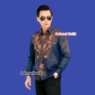 Batik Yudhistira Biru Navy Kemeja Batik Pria Slimfit Lapis Furing Full