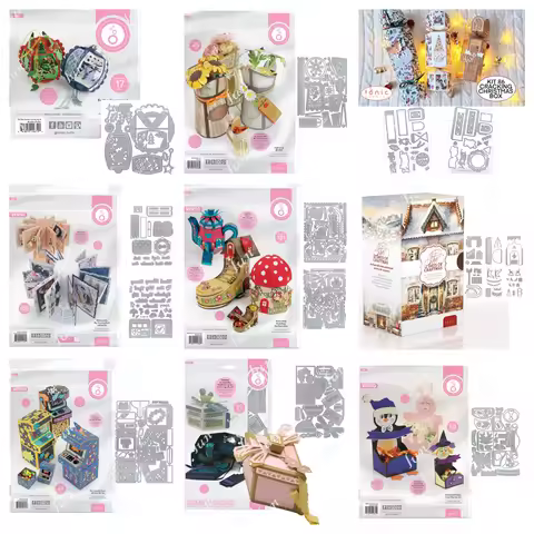 Metal Cutting Dies Box Enchanted Dwellings Christmas Treat Gift Boxes Festive Book Nook Die Cuts DIY