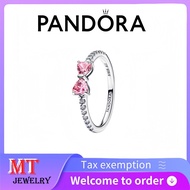 Hot selling 100% S925 sterling silver couple ladies Pandora jewelry DIY Sparkling Pink Bow Ring 1935