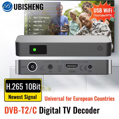 UBISHENG DVB T2 DVB-C Digital TV Decoder H265 Spain TDT HD Tuner FTA TV Receiver EPG Set Top Box Uni