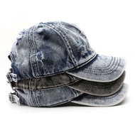 Ripped Washed Jean Men Baseball Cap Women Cap Unisex Cap Topi Besbol Lelaki Topi Perempuan 棒球帽男女 鸭舌帽