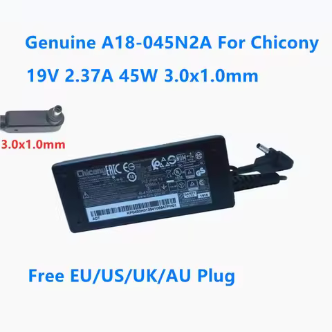 Genuine 19V 2.37A 45W 3.0x1.0mm Chicony A18-045N2A A045R072P Power Supply AC Adapter For ACER Laptop