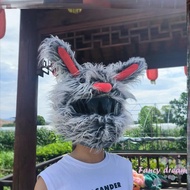 Horror Plush Rabbit Helmet Cover - Kiss Design for Cosplay