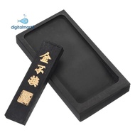 4 Inch Chinese Calligraphy Ink Stone with Ink Stick, Rectangle Ink Stone Tray for Traditional Callig