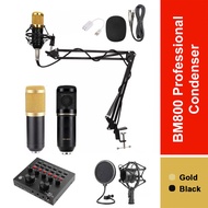Fullset V8 Sound Card Microphone BM800 BM-800 Condenser Cardioid Studio Recording Live streaming Mic