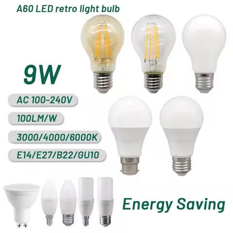 6PCS Energy Saving Led Filament Lamp 9W E27 Retro Edison Lamp Gold Clear Glass Bulb 220V 120V Vintag