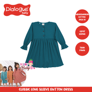 Dialogue Classic Long Sleeve Button Dress Baju Bayi Anak Perempuan Berry Baby