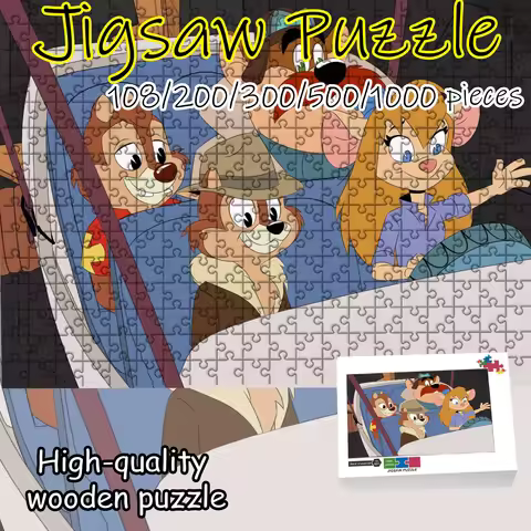 Chip Dale Wooden Jigsaw Puzzle 108/200/300/500/1000 Pcs High Quality Wood, Unique Gift for Puzzle