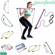 JENNIFERDZ Pilates Bar Kit, Muscle With Ab Roller Pilates Sticks, Strength Training Stretching Adjustable Multifunctional Yoga Resistance Bands Gym