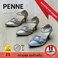 [🥇เพนเน่แท้100%🔢ไซส์35-40👠ส้น 3 นิ้ว] PENNE รองเท้ากากเพชรเปิดส้นสูง รองเท้ากากเพชรรัดส้น กากเพชรหัว