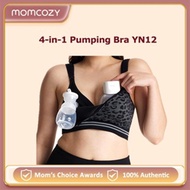 Momcozy Seamless Pumping Bra Hands Free, Fixed Padding 4-in-1Hands-Free Pumping & Nursing Bra Black/