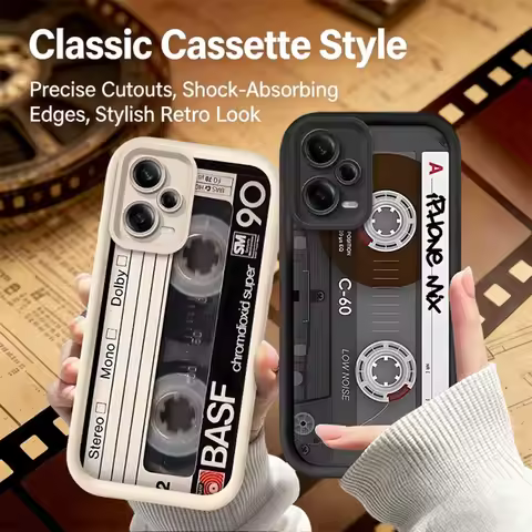 Classic Cassette Style Case for Xiaomi Redmi 15 13 12 15C 14C 14R 13C 12C 10C 4G 5G A5 A4 A3 Turbo 4
