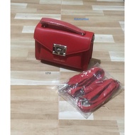 Fashion Bag Can Be Carried/Shoulder Plain Color Leather Size 8 Inches Front Opening Silver Parts CK 