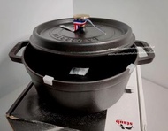 法國 Staub 圓形黑琺瑯鑄鐵鍋 燉煮鍋 LA COCOTTE 霧黑24cm 3.8L 4QT 雙人牌