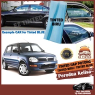 Perodua Kelisa_TINTED CROMAX BIRU/Blue Tinted/ Tinted Kereta /Car Window Film/2PLY UV Film_Siap Potong/Car Tinted/Precut
