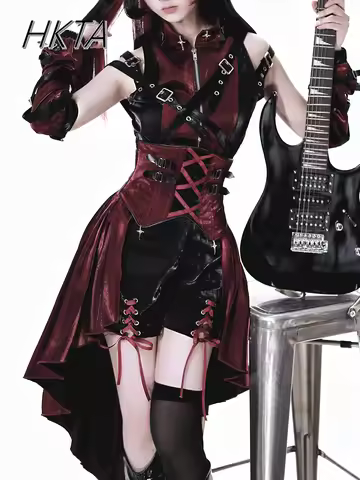 Original Assassin Lolita Skirt Sets Prince Outfit Punk Abigoth Style Y2k Aesthetic Tank Top Long Str