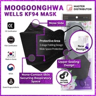 [MOOGOONGHWA WELLS] Premium KF94 Black 4ply Face Mask /Made in KOREA / Individual Packing/FDA CE KFDA / [10 - 50PCS]