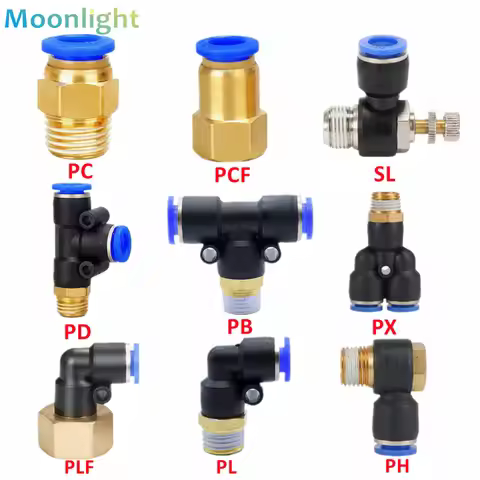 Pneumatic Air Connector Fitting PC/PCF/PL/PLF 4mm 6mm 8mm Thread 1/8" 1/4 3/8 1/2 Straight Hose Fitt
