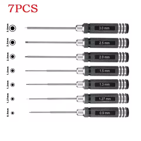 7pcs Hex Screwdriver Set 0.9mm 1.27mm 1.3mm 1.5mm 2.0mm 2.5mm 3.0mm Hex Head Wrench Tools Kit For RC