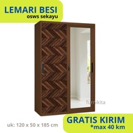 OLYMPIC Lemari Pakaian Baju 2 Pintu Besi Sliding Minimalis OSWS SEKAYU
