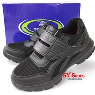 (SY Shoes) "TEEPER" 1-Strap Half PVC Ultra Light Weight Black School/Sport Shoes(GW 500-3 BK)
