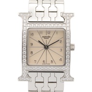 【二手】愛馬仕 HERMES 手錶 H-Watch 鑲鑽錶圈 HH1.230 銀色不銹鋼鑲鑽 H-Watch 鑲鑽錶圈 女士二手 A