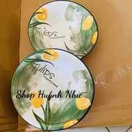 [GENUINE]Set of 5 thick blue tulip ceramic bowls, size 7 inches (17,5x7cm)