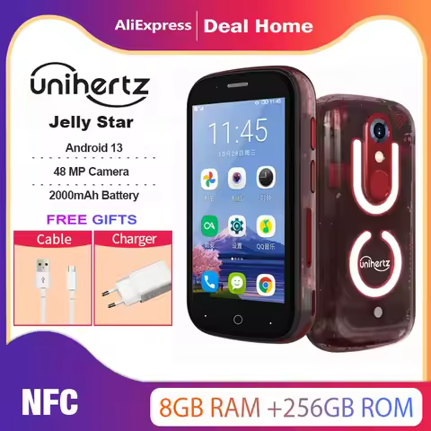 Unihertz Jelly Star,8GB 256GB,48MP Main Camera,2000mAh, Android 13, Mini 3 inch,Led Light Transparen