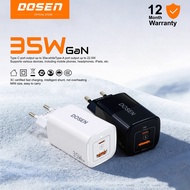 DOSEN 35W GaN Fast Charging 1 USB 1 Type C Charger Quick Charger Adapter Small Size for Samsung iP C