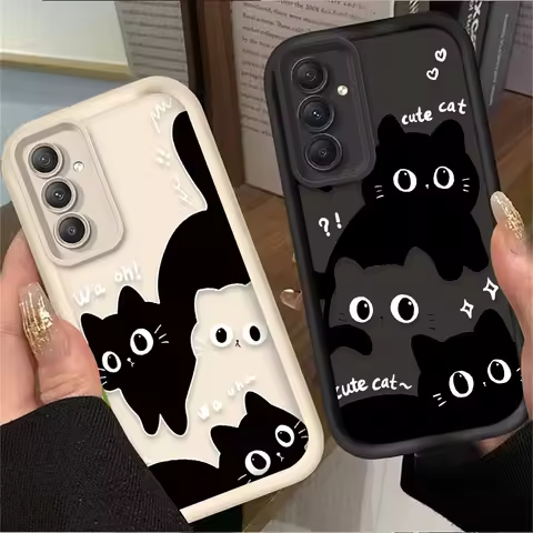 Lovely Big Eye Cat Soft Case For Samsung Galaxy A54 A05 A05S A34 A24 A14 A53 A33 A23 A13 A52 A52S A3
