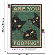 1pc 5D DIY Diamond Painting Funny Cat Bathroom Decor, Diamond Art Painting Kit For Adults, Humorous 
