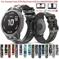 22mm 26mm Camouflage Rubber Quick fit Watch Band For Garmin Watch Fenix 6 6X Pro Sapphire 5 5X GPS Plus Silicone Strap Printing Watchband