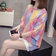 【M-5XL】Plus Size Cotton Womens T Shirt 2024 Summer New Korean Version Letter Print T-shirt Loose Cas