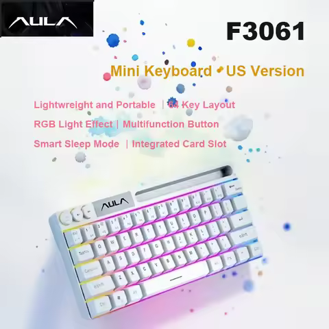 AULA F3061 Mechanical Touch Feel Keyboard 61 Keys Wired Mini Keyboard RGB Backlight Keyboard Desktop