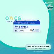 (24 HRS SHIPOUT) Indoplas Facemask (BLACK) 50pcs 3ply