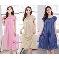 ✥ReadyStock LOVEENA Satin Dress Plus Size Pyjamas Sleepwear Maternity Dress Baju Tidur L7090 (11 Colours)☂