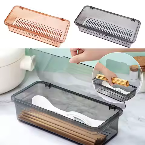 Cutlery Holder and with Cover Chopstick Holder Organizer Box Extended Chopstick Cage Utensils Storag