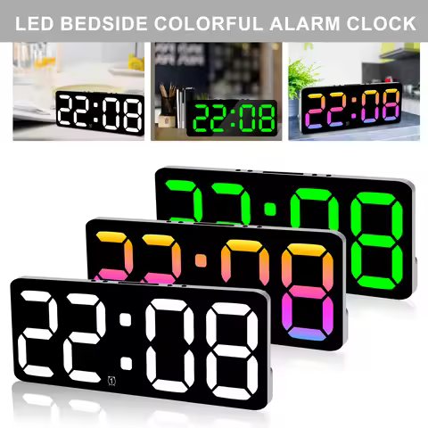 Digital Alarm Clock Large LED Display Alarm Clock 5Level Brightness Dimmable Clock with USB Charging