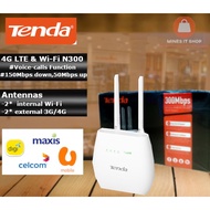 TENDA 4G680 V2 Wireless N300 4G LTE Router *Support Voice Call *2 RJ45 Ports *2FF SIM slot