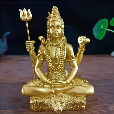 Golden Shiva Statue Hindu Ganesha Vishnu Buddha Figurine Sculpture Room Office Home Decoration India