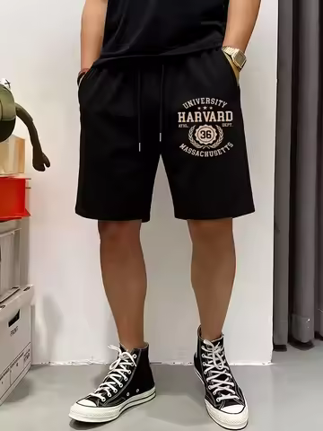 University Harvard Massachusetts Printed Man Summer Casual Gym Short Pants Breathable Daily Sportpan