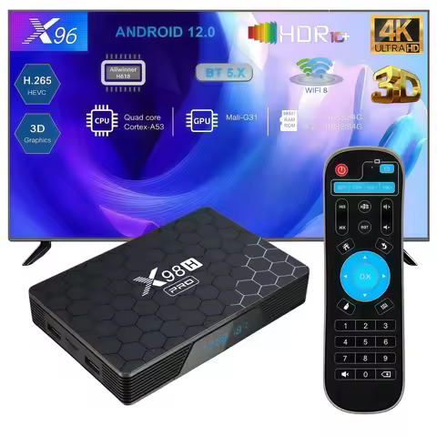 X98H Pro TV Box Android 12 Allwinner H618 Wi-Fi 6 4GB RAM 64GB Storage 6K H.265 HDR10+ Bluetooth 5.0